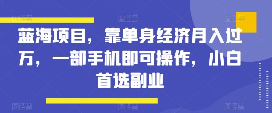 蓝海项目，靠单身经济月入过万，一部手机即可操作，小白首选副业【揭秘】-米壳知道—知识分享平台