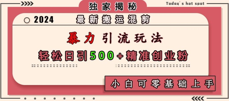 最新搬运混剪暴力引流玩法，轻松日引500+精准创业粉，小白可零基础上手-米壳知道—知识分享平台