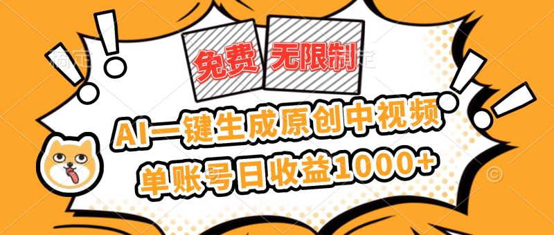免费无限制,Ai一键生成原创中视频,单账号日收益1000+-米壳知道—知识分享平台