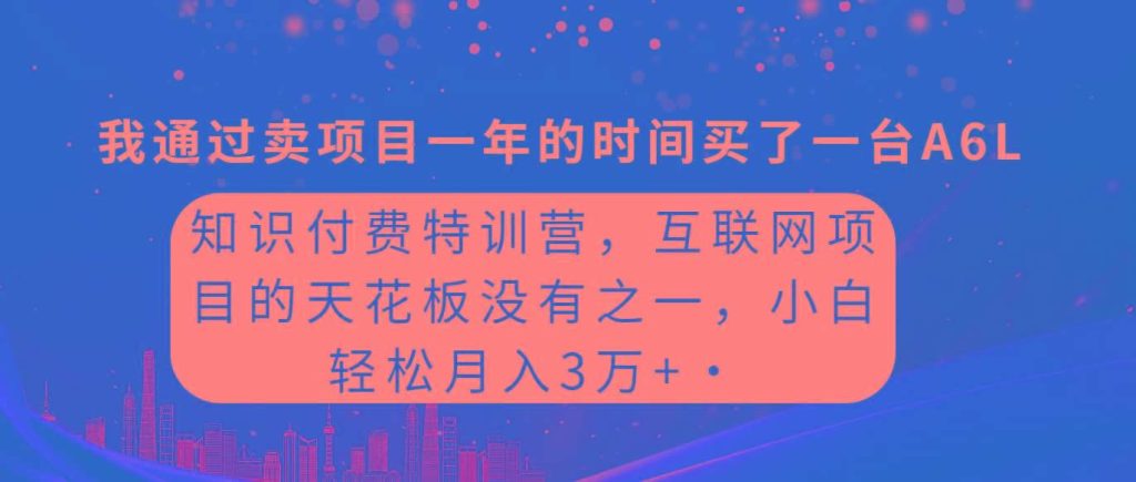 (9469期)知识付费特训营，互联网项目的天花板，没有之一，小白轻轻松松月入三万+