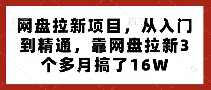 网盘拉新项目，从入门到精通，靠网盘拉新3个多月搞了16W-米壳知道—知识分享平台