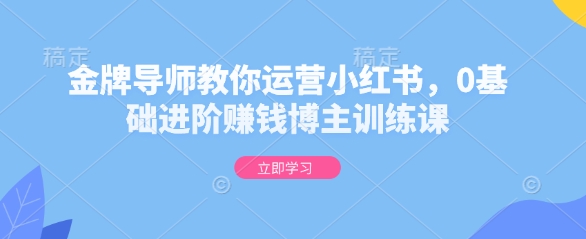 金牌导师教你运营小红书，0基础进阶赚钱博主训练课-米壳知道—知识分享平台