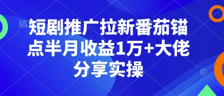 短剧推广拉新番茄锚点半月收益1万+大佬分享实操-米壳知道—知识分享平台