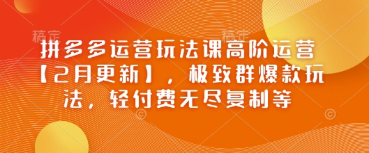 拼多多运营玩法课高阶运营【2月更新】，极致群爆款玩法，轻付费无尽复制等-米壳知道—知识分享平台