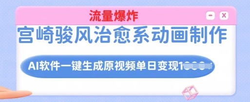 宫崎骏风治愈系动画制作，AI软件一键生成原创视频流量爆炸，单日变现多张，详细实操流程-米壳知道—知识分享平台