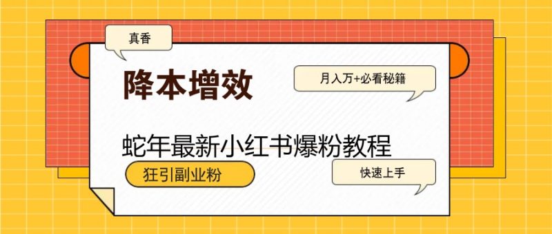 蛇年最新小红书爆粉教程,狂引副业粉,月入万+必看-米壳知道—知识分享平台
