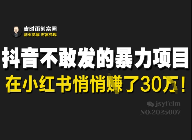 抖音不敢发的暴利项目，在小红书悄悄挣了30W-米壳知道—知识分享平台