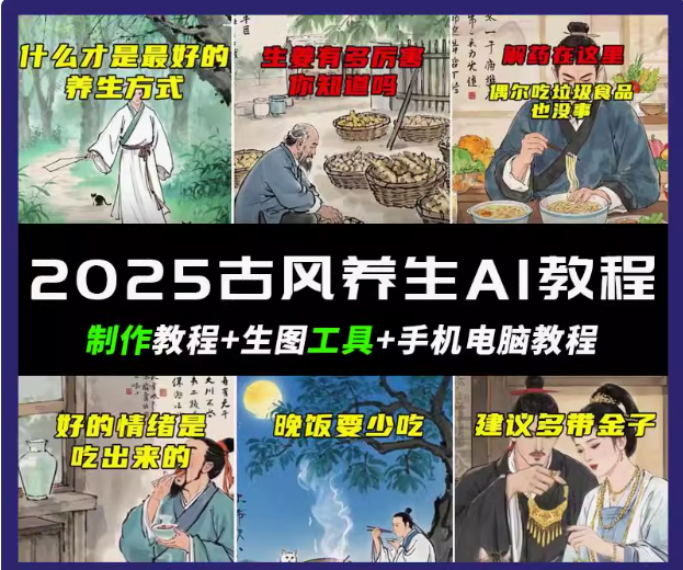 抖音AI古风养生视频教程日入五张 轻松涨粉 10W+-米壳知道—知识分享平台