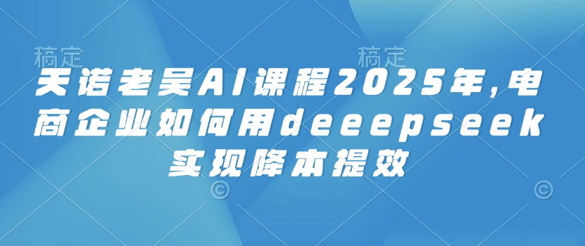 天诺老吴AI课程2025年，电商企业如何用deeepseek实现降本提效-米壳知道—知识分享平台