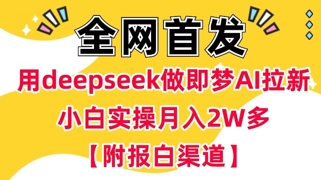 用deepseek做即梦Ai拉新 小白实操月入过W+【附报白渠道】-米壳知道—知识分享平台