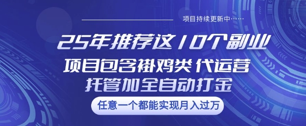 25年推荐这10个副业项目包含褂鸡类、代运营托管类、全自动打金类【揭秘】-米壳知道—知识分享平台