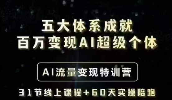 五大体系成就百万变现AI超级个体- AI流量变现特训营，一步一步教你一个人怎么年入百W-米壳知道—知识分享平台