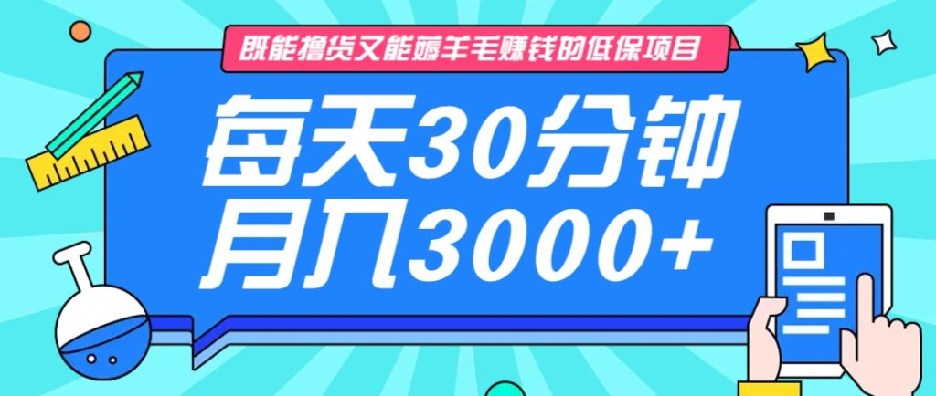 图片[1]-既能撸货又能赚钱的长期低保项目，每天30分钟，多号百分百稳定月入3000+！-米壳知道—知识分享平台