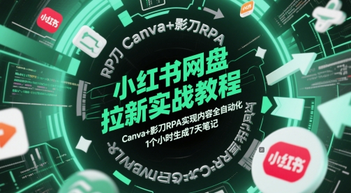 小红书网盘拉新实战教程，Canva+影刀RPA实现内容全自动化，1个小时生成7天笔记-米壳知道—知识分享平台