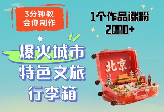 3分钟教会你，制作爆火城市特色文旅行李箱，1个作品涨粉2000+-米壳知道—知识分享平台