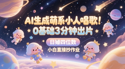 AI生成萌系小人唱歌，0基础3分钟出片，28个作品涨粉8.9W，单条最高19W赞，日入四位数，小白直接抄作业-米壳知道—知识分享平台