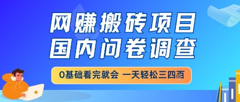 网创搬砖项目，国内问卷调查，小白轻松上手，一天三四张的也不难，干就完了【揭秘】-米壳知道—知识分享平台