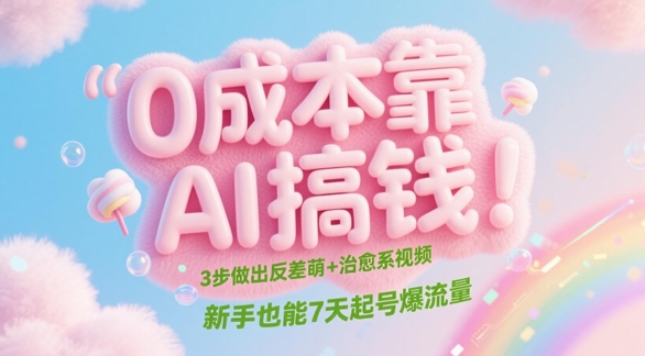 0成本靠AI搞钱！3步做出反差萌+治愈系视频，新手也能7天起号爆流量-米壳知道—知识分享平台