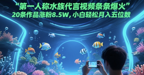 第一人称水族代言视频条条爆火，20条作品涨粉8.5W，小白轻松月入五位数-米壳知道—知识分享平台