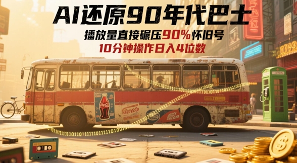 AI还原90年代巴士，一帧就让70后泪崩，播放量直接碾压90%怀旧号，每天操作十分钟，日入四位数-米壳知道—知识分享平台
