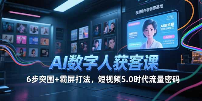 AI数字人获客课，6步突围+霸屏打法，短视频5.0时代流量密码-米壳知道—知识分享平台