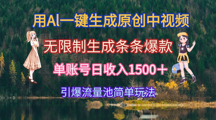 用Al一键生成原创中视频，无限制生成条条爆款，单账号日收入1500＋引爆…-米壳知道—知识分享平台