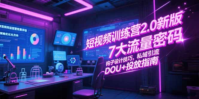 短视频训练营2.0新版，7大流量密码/钩子设计技巧/私域引流/DOU+投放指南-米壳知道—知识分享平台