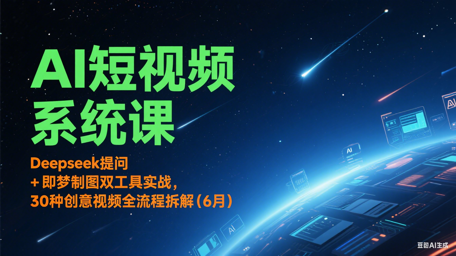 AI短视频系统课：Deepseek提问 + 即梦制图双工具实战，30种创意视频全流程拆解(6月)-米壳知道—知识分享平台