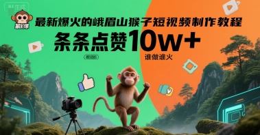 最新爆火的峨眉山猴子短视频制作教程，条条点赞10w+，谁做谁火【教程+提示词】-米壳知道—知识分享平台