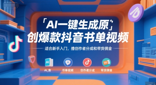 AI一键生成原创爆款抖音书单视频，适合新手入门，撸创作者分成和带货佣金【揭秘】-米壳知道—知识分享平台
