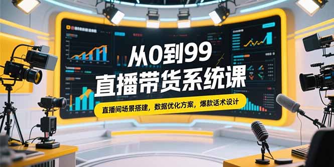 从0到99直播带货系统课，直播间场景搭建，数据优化方案，爆款话术设计-米壳知道—知识分享平台
