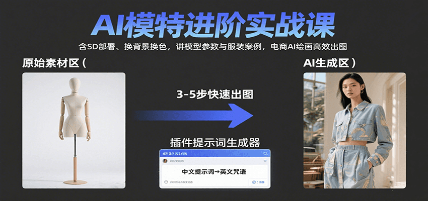 AI模特进阶实战课：含SD部署、换背景换色，讲模型参数与服装案例，电商AI绘画高效出图-米壳知道—知识分享平台