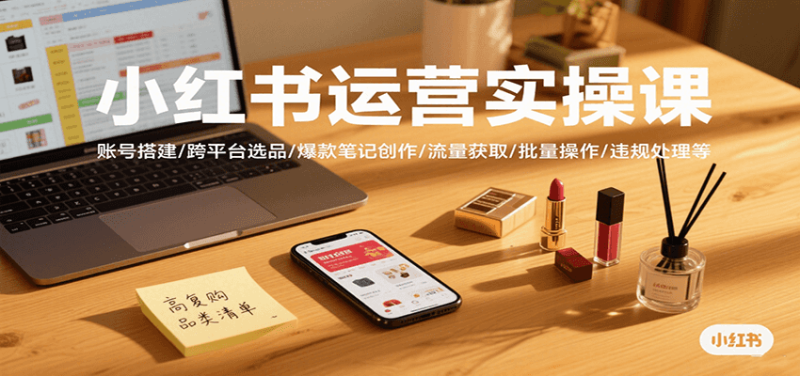 小红书运营实操课,账号搭建/跨平台选品/爆款笔记创作/流量获取/批量操作/违规处理等-米壳知道—知识分享平台