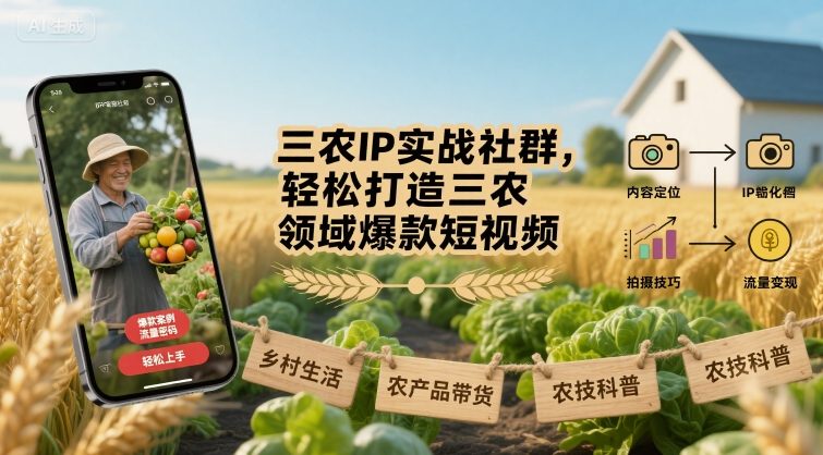 三农IP实战社群，轻松打造三农领域爆款短视频-米壳知道—知识分享平台