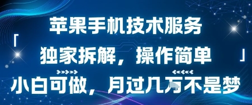 苹果手机技术服务，独家拆解，操作简单，小白可做，月过1W不是梦-米壳知道—知识分享平台