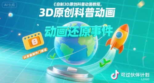 自制3D原创科普动画教程，动画还原事件，抖音最新热门赛道，可过伙伴计划-米壳知道—知识分享平台