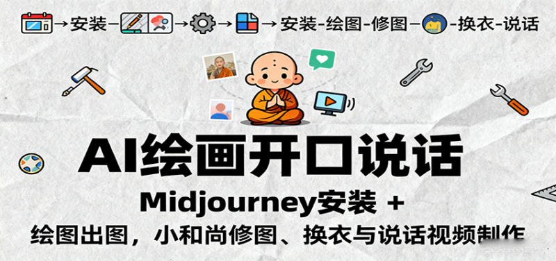 AI绘画开口说话,Midjourney安装 + 绘图出图,小和尚修图、换衣与说话视频制作-米壳知道—知识分享平台