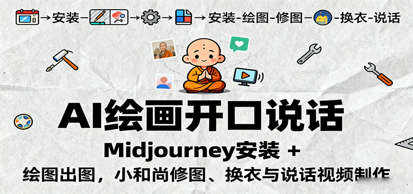 AI绘画开口说话，Midjourney安装 + 绘图出图，小和尚修图、换衣与说话视频制作-米壳知道—知识分享平台