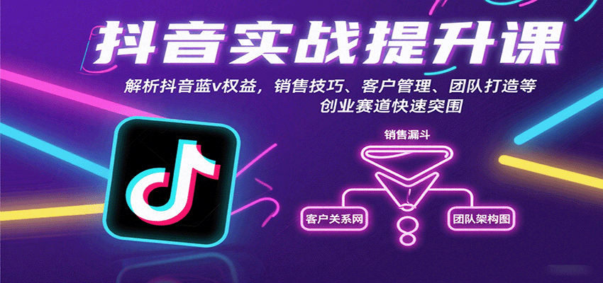 抖音实战提升课：解析抖音蓝v权益，销售技巧、客户管理、团队打造等创业赛道快速突围-米壳知道—知识分享平台