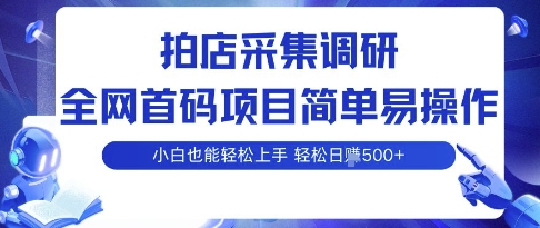 拍店采集调研，全网首码项目，简单易操作， 小白也能轻松上手，多账号操作，轻松日入5张【揭秘】-米壳知道—知识分享平台