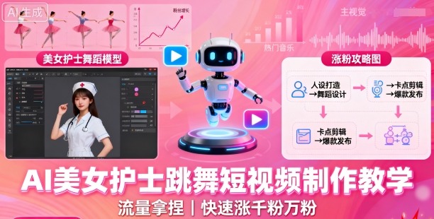 AI美女护士跳舞短视频制作教学，流量拿捏，快速涨千粉万粉【提示词+视频教程】-米壳知道—知识分享平台