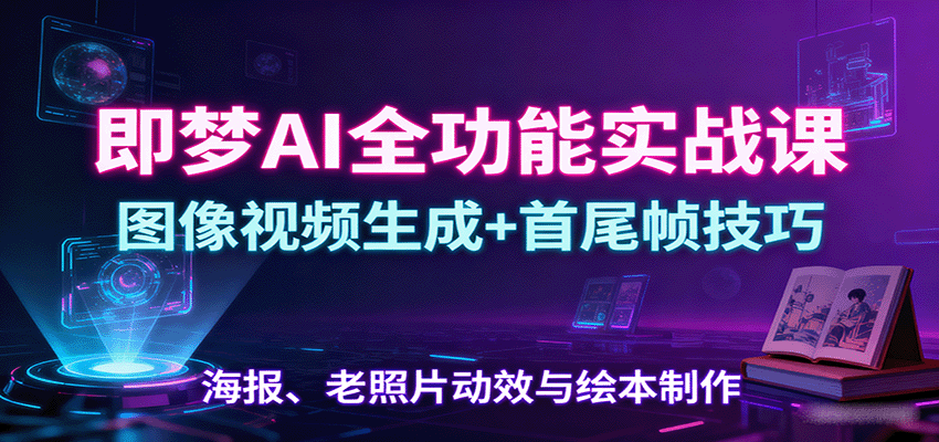 即梦AI全功能实战课：图像视频生成+首尾帧技巧，海报、老照片动效与绘本制作-米壳知道—知识分享平台