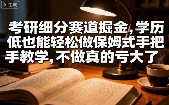 考研细分赛道掘金，日入1k+，学历低也能轻松做保姆式手把手教学，不做真的亏大了【揭秘】-米壳知道—知识分享平台