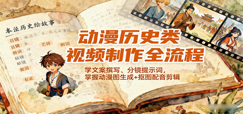 动漫历史类视频制作全流程,学文案撰写、分镜提示词,掌握动漫图生成+抠图配音剪辑-米壳知道—知识分享平台