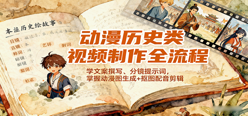 动漫历史类视频制作全流程，学文案撰写、分镜提示词，掌握动漫图生成+抠图配音剪辑-米壳知道—知识分享平台