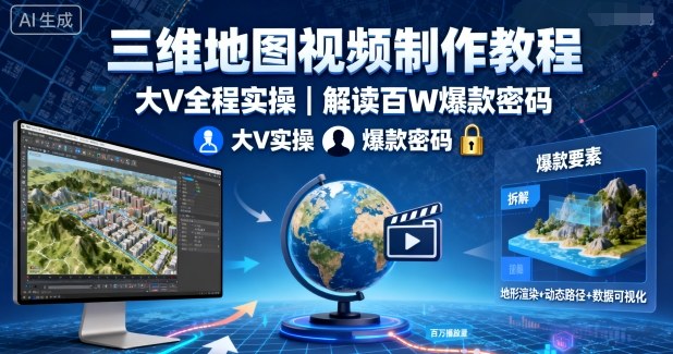 三维地图视频制作教程，大V全程实操，解读百W爆款密码-米壳知道—知识分享平台