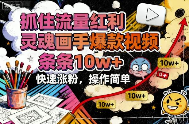 抓住流量红利，灵魂画手爆款视频，条条10w+，快速涨粉，操作简单-米壳知道—知识分享平台