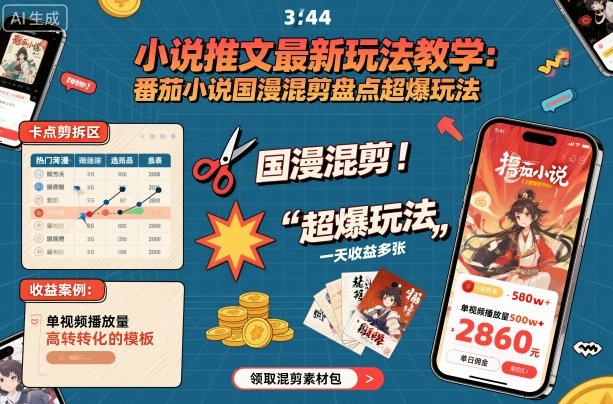 小说推文最新玩法教学，番茄小说国漫混剪盘点超爆玩法，全程干货，一天收益多张-米壳知道—知识分享平台