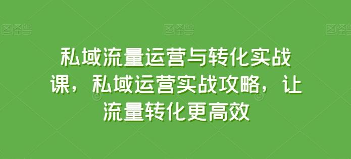 私域流量运营与转化实战课，私域运营实战攻略，让流量转化更高效-米壳知道—知识分享平台