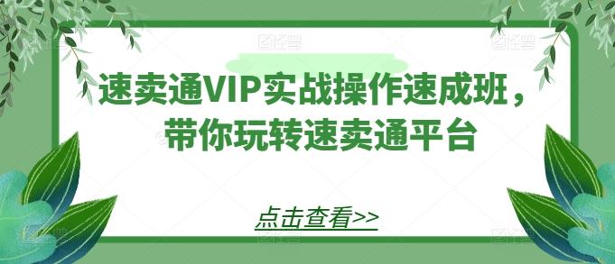 速卖通VIP实战操作速成班，带你玩转速卖通平台-米壳知道—知识分享平台